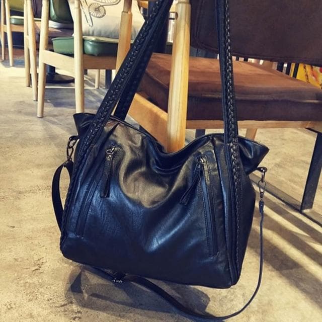 【LEEHER】軟皮包包/托特包/包包/單肩包/媽媽包/大容量/通勤包/生日禮物/黑色包包/水洗皮單肩包