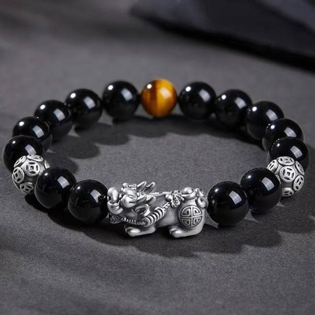 【LEEHER】水晶手串/999/純銀/貔貅/黑曜石/虎眼石/太陽石/手鍊/串珠/飾品/招財納福/情侶手鍊/情人節禮物/保平安