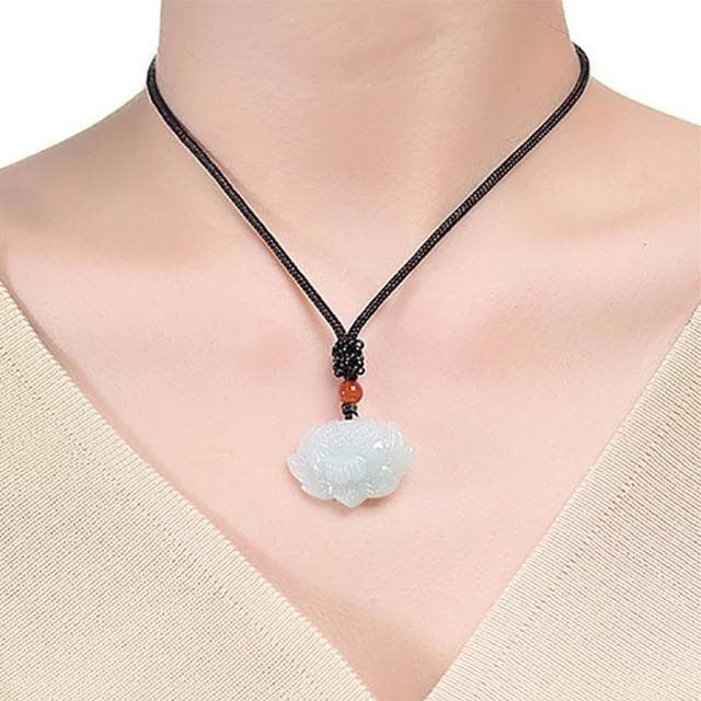 【LEEHER】玉項鍊/翡翠蓮花/天然翡翠/頂級翡翠/緬甸玉/男女通用/冰種玉石/掛件/飾品/項鍊/首飾/吊墜