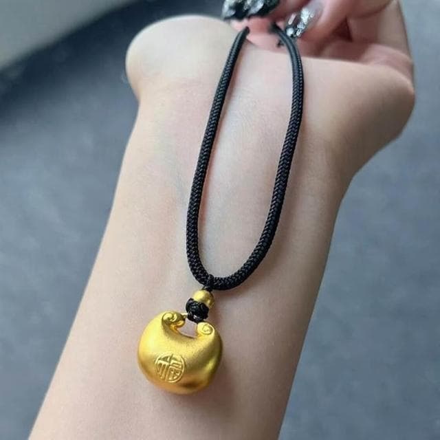 【LEEHER】兒童項鍊/寶寶/嬰兒/平安鎖/項鍊/小胖福項鍊/保安納福/福字項鍊/飾品/沙金項鍊/吊墜/長命鎖/掛墜/周歲送禮/