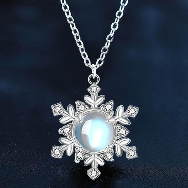 【LEEHER】925純銀/月光石/項鍊/女生項鍊/雪花項鍊/吊墜/韓版/小清新/頸鏈/鎖骨鏈/高級感/毛衣鏈/氣質項鍊/生日禮物