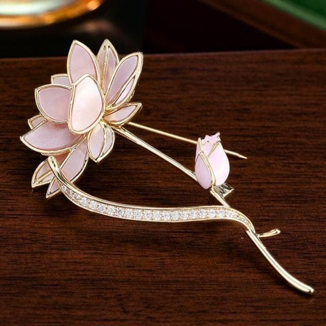 【LEEHER】女生/飾品/胸針/別針/貝殼/鋯石/金屬別針/造型胸針/蓮花/胸花/別針扣/胸針扣/造型別針/配飾/生日禮物/婚禮穿搭