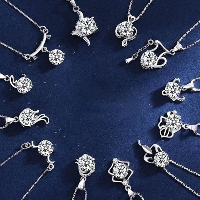 【LEEHER】女生/項鍊/鋯石/十二星座/飾品/銀飾/鎖骨鏈/S925純銀/純銀項鍊/女生項鍊/1克拉項鍊/生日禮物