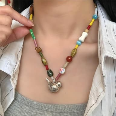 【LEEHER】女生/項鍊/多寶項鍊/滿足鳥寶/串珠項鍊/短款項鍊/小眾設計/氣質項鍊/波希米亞/可愛項鍊/高級感/鎖骨鏈/生日禮物