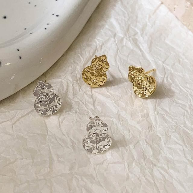 【LEEHER】高級感/百搭/金色耳環/穿搭配件/葫蘆/耳針/耳飾/耳釘/送女生/飾品/耳環/女生耳環/純銀耳環/銀針/抗敏感