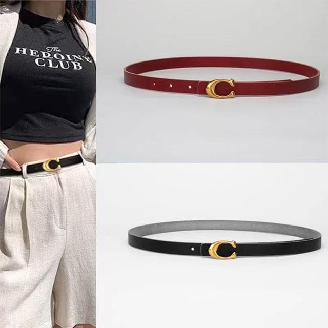 【LEEHER】C字腰帶/牛皮皮帶/紅色皮帶/黑色腰帶/洋裝腰帶/真皮皮帶/禮物/皮帶/腰帶/真皮腰帶/細腰帶/女腰帶/搭配神器
