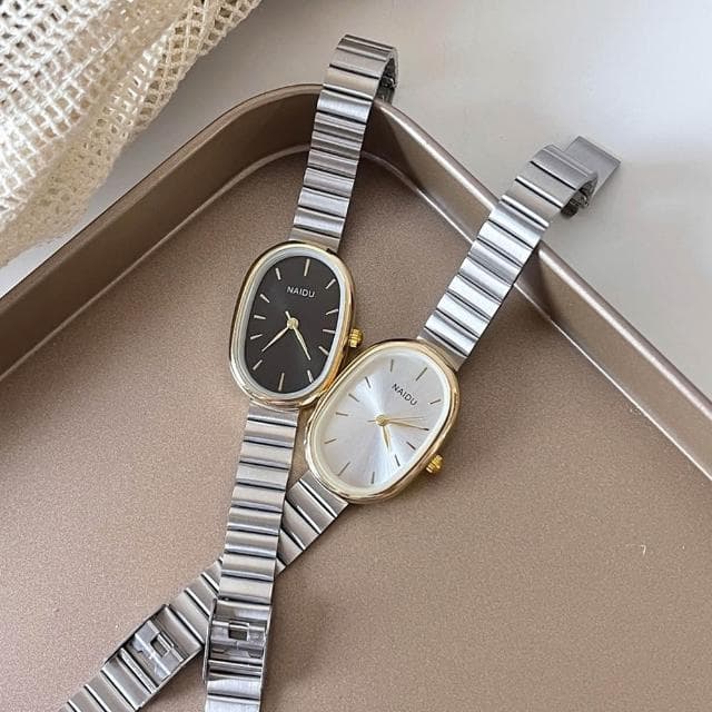 【LEEHER】女生手錶/指針式/手錶/韓版手錶/石英手錶/復古手錶/學生手錶/金色手錶/橢圓形手錶/高級感/個性錶盤/鋼帶手錶/