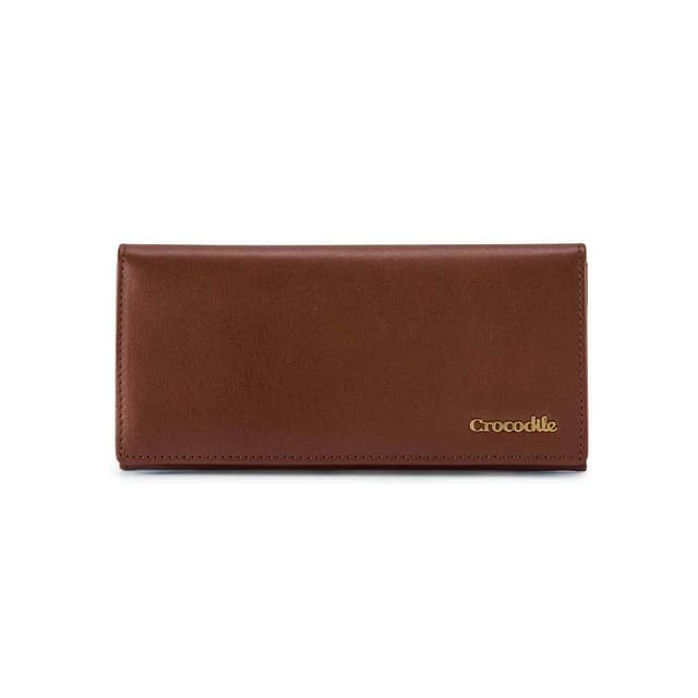 【Crocodile】鱷魚皮件 薄長夾 男女適用 義大利植鞣 13卡 Naturale系列-0103-11012-咖啡色送禮推薦