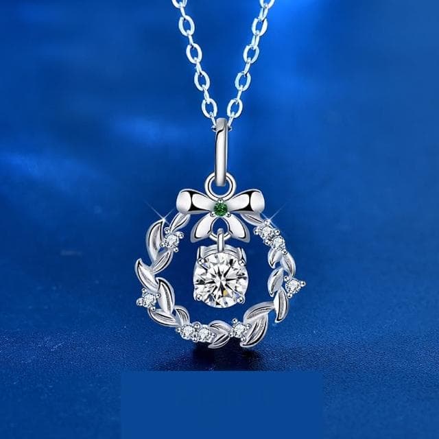 【巴黎精品】情人節禮物 現貨+預購 莫桑鑽石項鍊飾品配件925純銀項鍊-0.5克拉聖誕花環蝴蝶結莫桑鑽項鍊女飾品p1as114