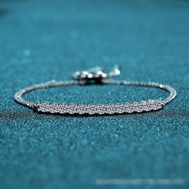 【巴黎精品】現貨+預購 莫桑石莫桑鑽手鍊925純銀銀飾1.3ct仙女華麗滿鑽可調生日情人節禮物女飾品v1ae30