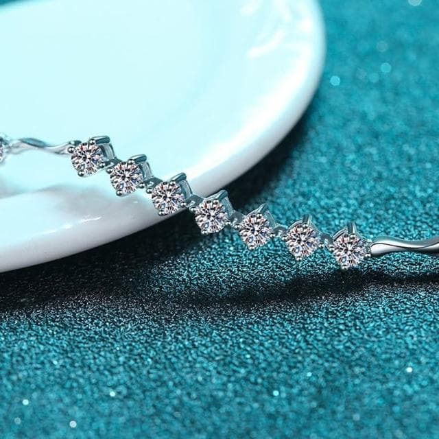 【巴黎精品】現貨+預購 莫桑石莫桑鑽手鍊925純銀銀飾1.35ct菱形勾式扣手環生日情人節禮物女飾品v1ae80