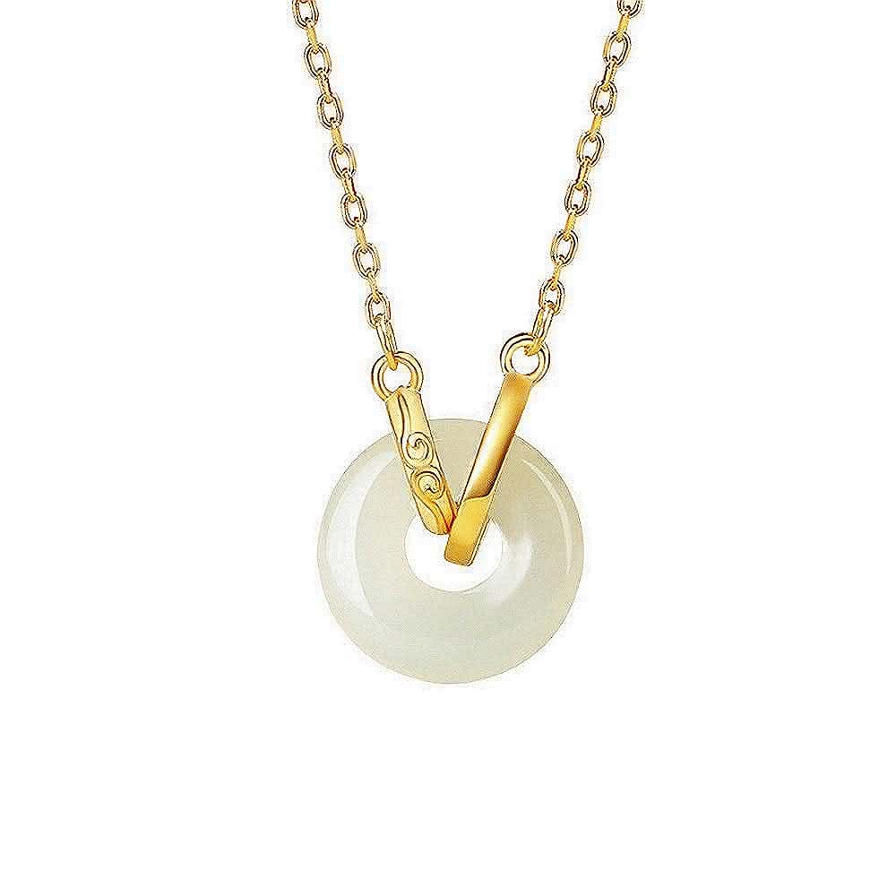 【巴黎精品】現貨+預購 925純銀項鍊和闐玉吊墜平安扣環環相扣生日情人節禮物女飾品v1ar91