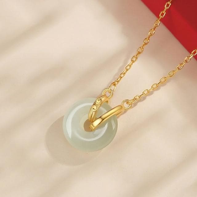 【巴黎精品】現貨+預購 925純銀項鍊和闐玉吊墜平安扣環環相扣生日情人節禮物女飾品v1ar91