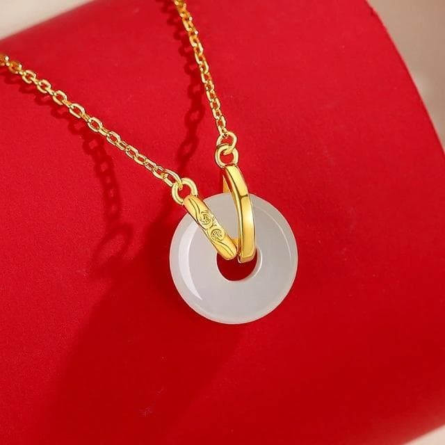 【巴黎精品】現貨+預購 925純銀項鍊和闐玉吊墜平安扣環環相扣生日情人節禮物女飾品v1ar91