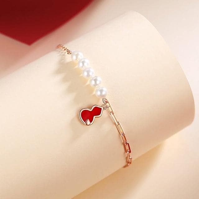 【巴黎精品】現貨+預購 925純銀手鍊珍珠手繩福祿雙全葫蘆生日情人節禮物女飾品v1ar118