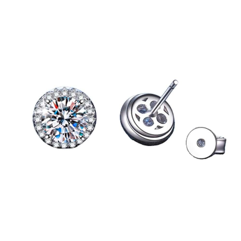 【巴黎精品】現貨+預購 莫桑石耳環925純銀耳針1克拉D色圓包滿鑽男女飾品a1co88