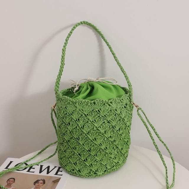【巴黎精品】情人節禮物 現貨+預購 草編包手提包渡假風單肩側背包大容量流蘇編織包-法式復古斜背水桶包女包包3色a1hb59