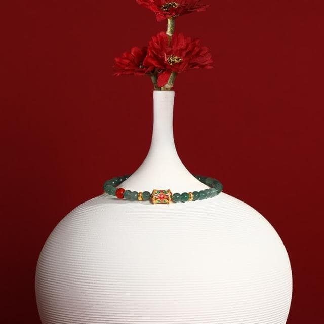 【巴黎精品】情人節禮物 現貨+預購 翡翠手鍊玉石手串手珠平安擋煞防小人轉運淨化招財開運-5mm珐瑯彩925純銀鍍18K金女飾品a1ha2