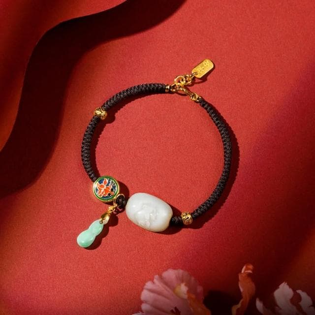 【巴黎精品】情人節禮物 現貨+預購 和闐玉手鍊玉石手串手珠平安擋煞防小人轉運淨化招財開運-貔貅翡翠四季豆琺瑯彩女飾品a1ha85