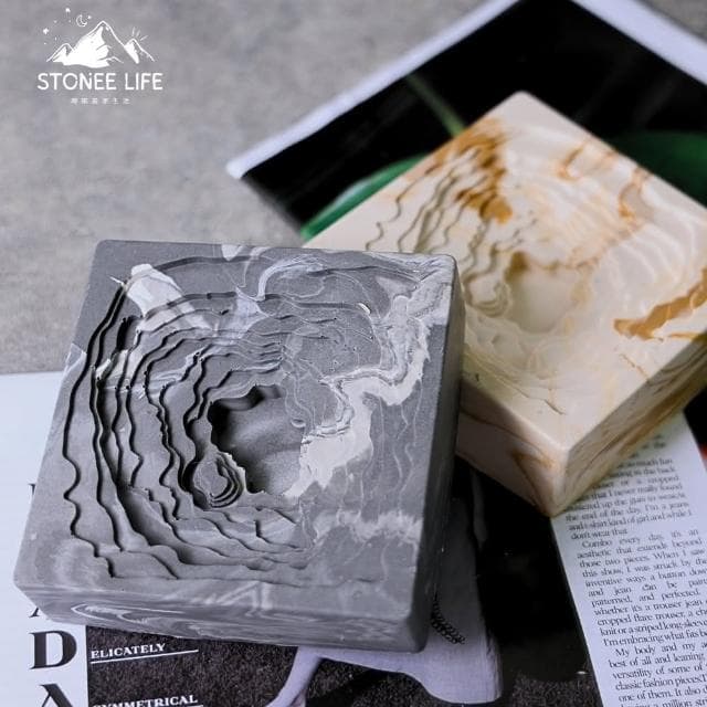 時硐STONE 方形梯田(手工 收納 擺飾 飾品 收納 燭台 多肉植物盆栽  禮物 質感 療愈小物 裝飾品  菸灰缸  鑰匙盤)