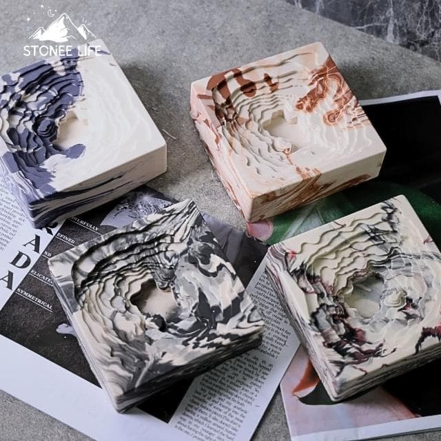 時硐STONE 方形梯田(手工 收納 擺飾 飾品 收納 燭台 多肉植物盆栽  禮物 質感 療愈小物 裝飾品  菸灰缸  鑰匙盤)