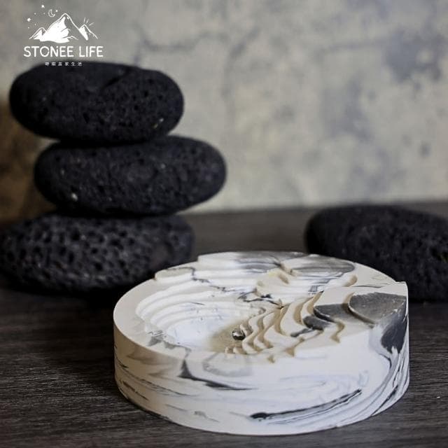 時硐STONE 圓形梯田(手工 收納 擺飾 飾品 收納 燭台 多肉植物盆栽  禮物 質感 療愈小物 裝飾品  菸灰缸  鑰匙盤)
