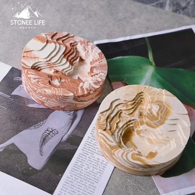 時硐STONE 圓形梯田(手工 收納 擺飾 飾品 收納 燭台 多肉植物盆栽  禮物 質感 療愈小物 裝飾品  菸灰缸  鑰匙盤)