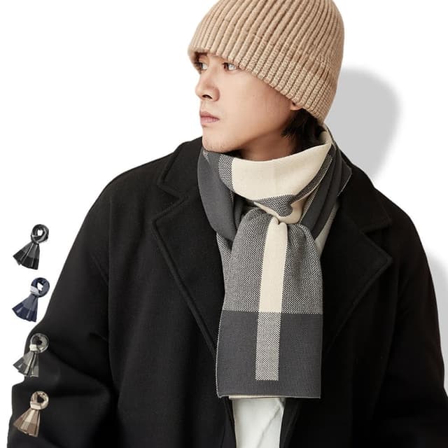 【ZOII 佐壹】高磅數格紋休閒男士圍巾 男士圍巾 圍巾 圍脖 脖圍 保暖 保暖圍巾 禦寒圍巾 賞雪 #322005