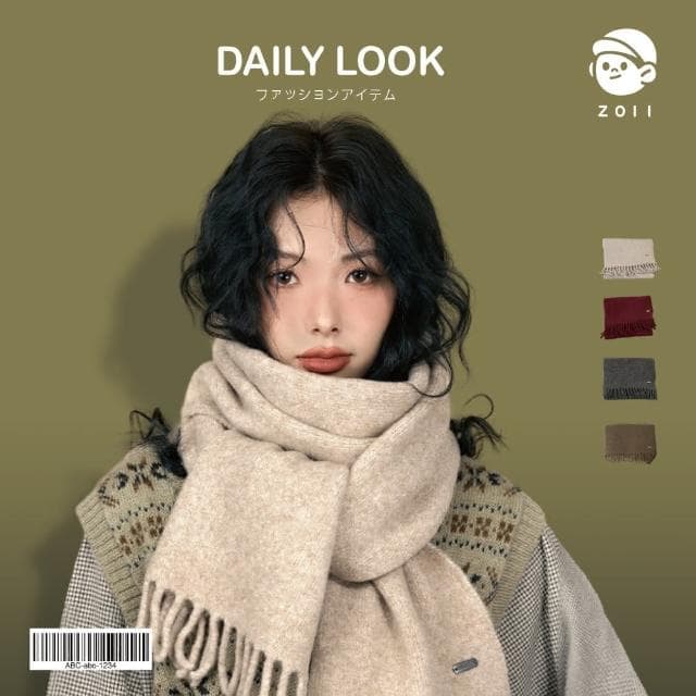 【ZOII 佐壹】高品質日系羊毛加厚流蘇圍巾 圍巾 圍脖 保暖圍巾 披肩 秋冬圍巾 加厚圍巾 保暖 #322038