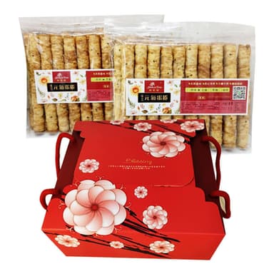 蛋捲 蛋卷 手工蛋捲禮盒40支入 伴手禮 芝麻 原味 黑糖 咖啡(禮盒40支入)