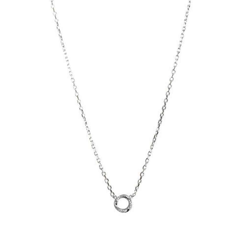 【米蘭精品】現貨+預購 925純銀項鍊鋯石吊墜經典圓環微鑲百搭生日情人節禮物女飾品2色74aq35