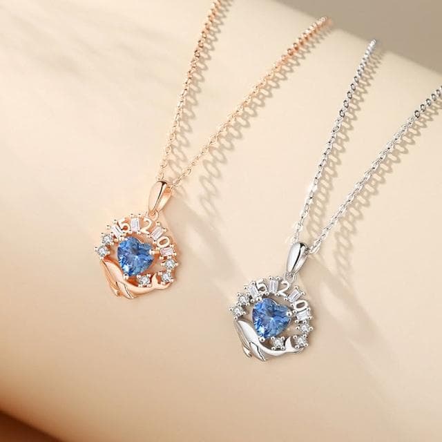 【米蘭精品】現貨+預購 925純銀項鍊鋯石吊墜鯨魚愛心520告白生日情人節禮物女飾品2色74cj11