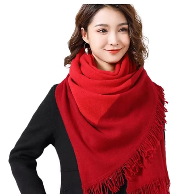 【米蘭精品】現貨+預購 100%羊毛圍巾保暖披肩-拼色百搭流蘇女配件情人節生日聖誕節交換禮物7色74dl62