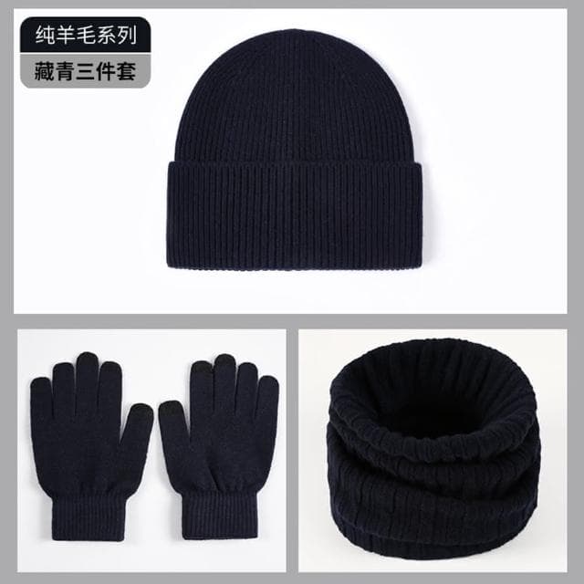 【米蘭精品】父親節禮物 現貨+預購 100%羊毛帽圍脖手套三件套觸控保暖男女配件情人節生日聖誕節交換禮物5色74dm10