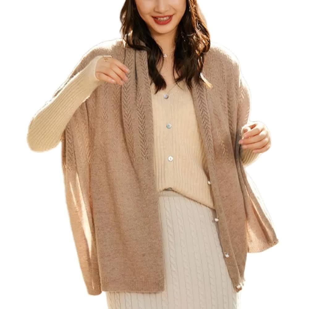 【米蘭精品】現貨+預購 披肩羊毛斗蓬鏤空純色時尚百搭防寒保暖女配件生日情人節禮物4色74dn44