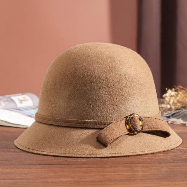 【米蘭精品】現貨+預購 羊毛帽禮帽-保暖蝴蝶結復古毛呢盆帽女帽子生日情人節禮物5色74dq40