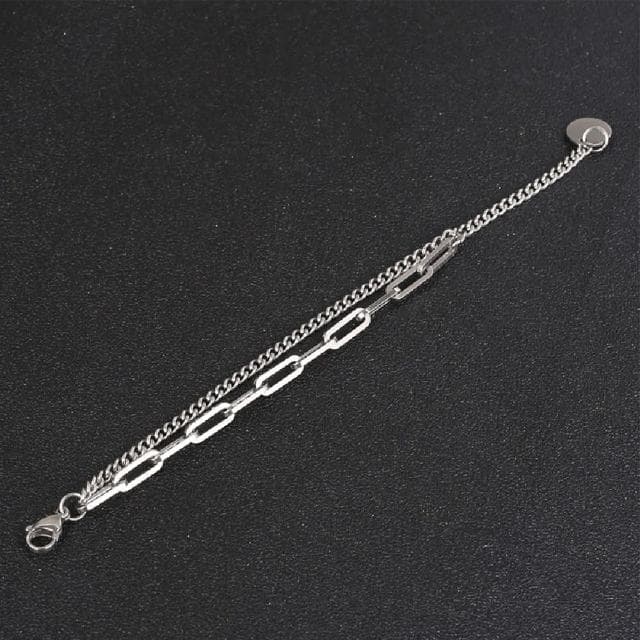 【米蘭精品】現貨+預購 鈦鋼手鍊鈦鋼手鏈鏈條拼接雙層拋光男女飾品父親節情人節聖誕節交換禮物74fl4
