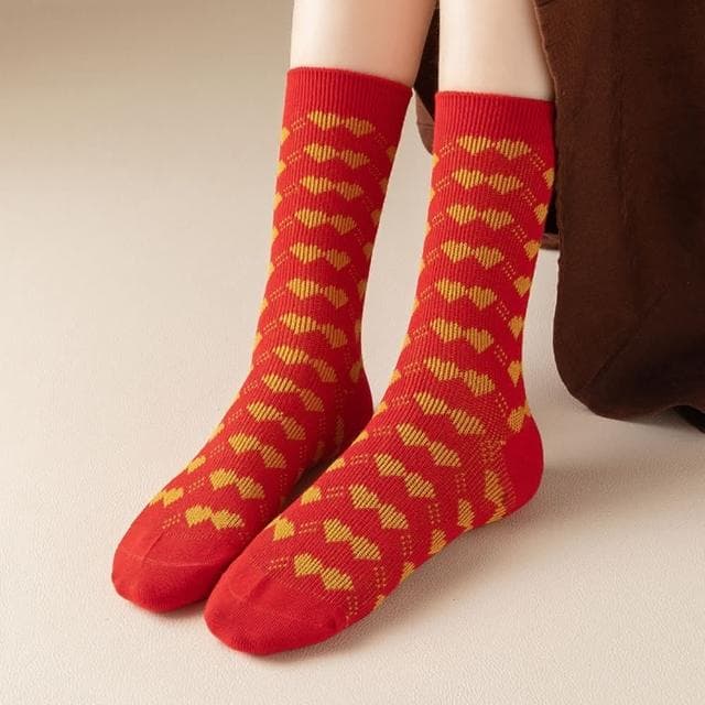 【米蘭精品】父親節禮物 現貨+預購 中筒襪棉襪11雙裝大紅喜慶休閒時尚中筒男女襪子11色74fs8