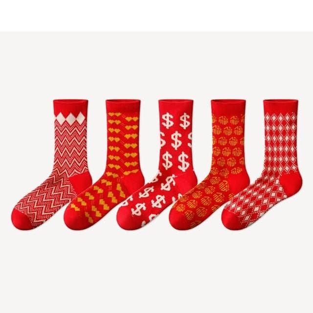 【米蘭精品】父親節禮物 現貨+預購 中筒襪棉襪11雙裝大紅喜慶休閒時尚中筒男女襪子11色74fs8