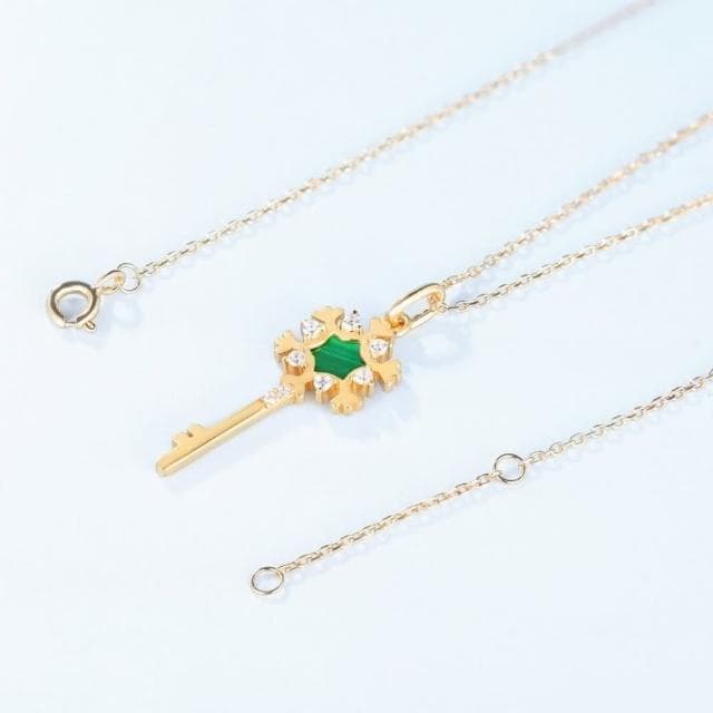 【米蘭精品】現貨+預購 孔雀石項鍊925純銀吊墜秋冬雪花聖誕金鍊孔雀石女飾品聖誕節交換禮物74gf34
