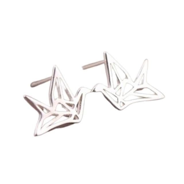 【米蘭精品】現貨+預購 耳環流行銀飾品耳針式耳飾時尚簡約紙鶴情人節生日禮物聖誕節交換禮物首選73ag54