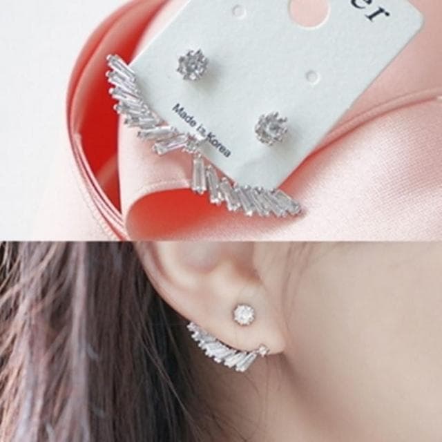 【米蘭精品】現貨+預購 耳環流行銀飾品鑲鑽耳飾後掛式精美時尚情人節生日禮物聖誕節交換禮物首選3色73ag176