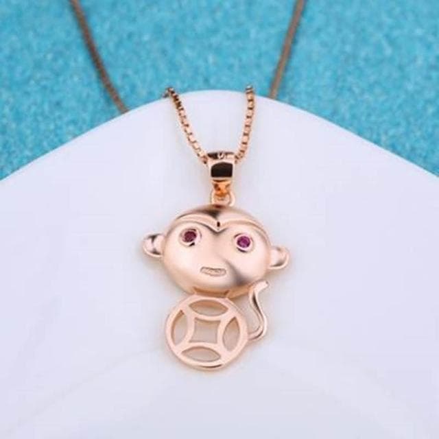 【米蘭精品】現貨+預購 猴子項鍊流行銀飾品福氣大方母親節生日情人節聖誕節交換禮物2色73v106
