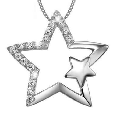 【米蘭精品】現貨+預購 鑲鑽項鍊流行銀飾品星星情侶送禮必備母親節生日情人節聖誕節交換禮物73v131