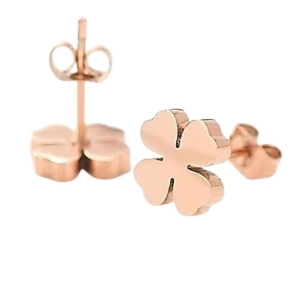 【米蘭精品】現貨+預購 玫瑰金耳環流行飾品韓國時尚四葉草母親節生日情人節聖誕節交換禮物71at31