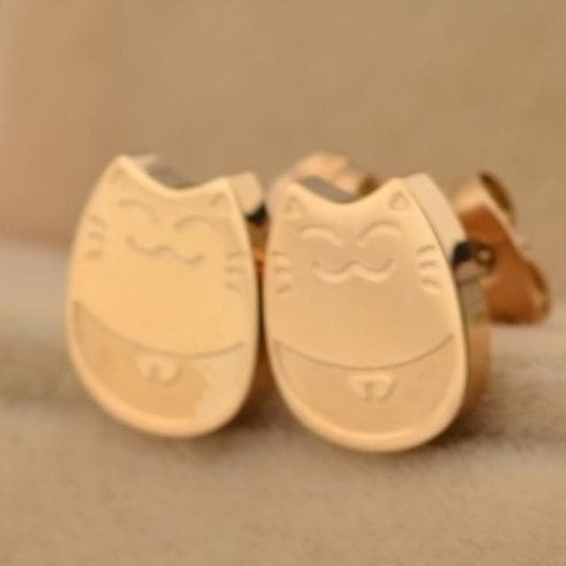 【米蘭精品】現貨+預購 玫瑰金耳環流行飾品可愛招財貓流行母親節生日情人節聖誕節交換禮物71at59