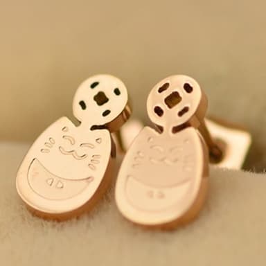 【米蘭精品】現貨+預購 玫瑰金耳環流行飾品招財貓時尚流行母親節生日情人節聖誕節交換禮物71at60