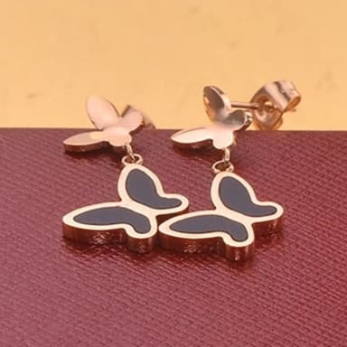 【米蘭精品】現貨+預購 玫瑰金貝殼耳環流行飾品雙蝴蝶時尚流行母親節生日情人節聖誕節交換禮物71at104