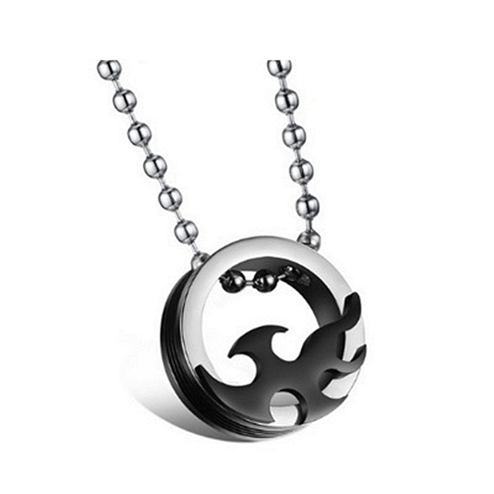 【米蘭精品】現貨+預購 鈦鋼項鍊情侶對鍊流行飾品圓型比翼雙飛火焰七夕情人節生日聖誕節交換禮物2色73cl43