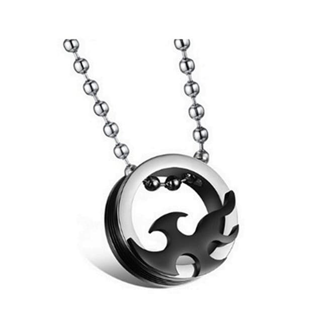 【米蘭精品】現貨+預購 鈦鋼項鍊情侶對鍊流行飾品圓型比翼雙飛火焰七夕情人節生日聖誕節交換禮物2色73cl43